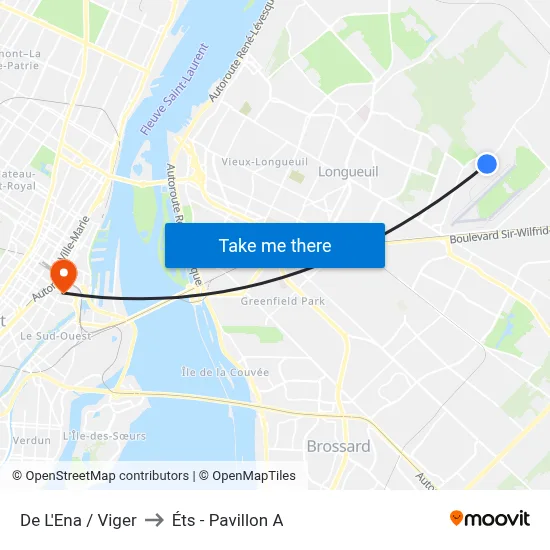 De L'Ena / Viger to Éts - Pavillon A map