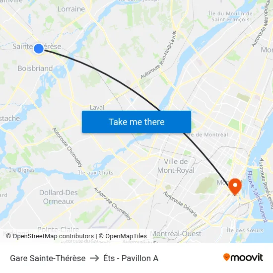 Gare Sainte-Thérèse to Éts - Pavillon A map