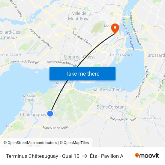 Terminus Châteauguay - Quai 10 to Éts - Pavillon A map