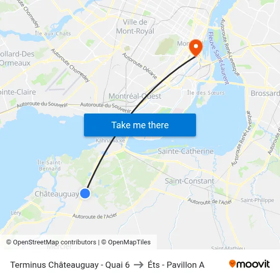 Terminus Châteauguay - Quai 6 to Éts - Pavillon A map
