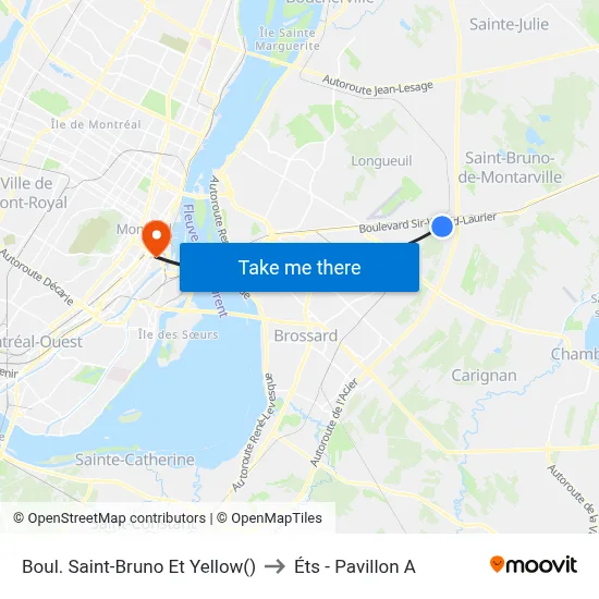 Boul. Saint-Bruno Et Yellow() to Éts - Pavillon A map