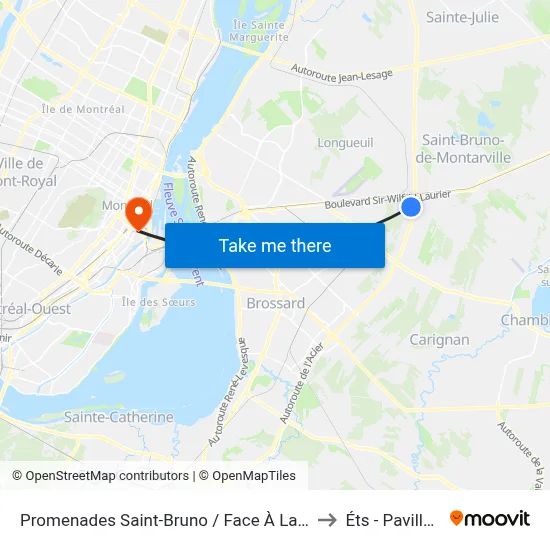 Promenades Saint-Bruno / Face À La Porte 2 to Éts - Pavillon A map