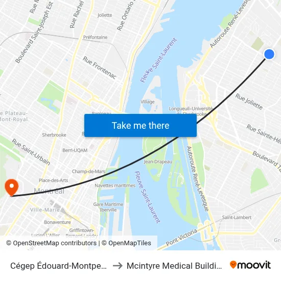 Cégep Édouard-Montpetit to Mcintyre Medical Building map