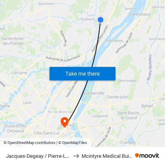 Jacques-Degeay / Pierre-Lesueur to Mcintyre Medical Building map