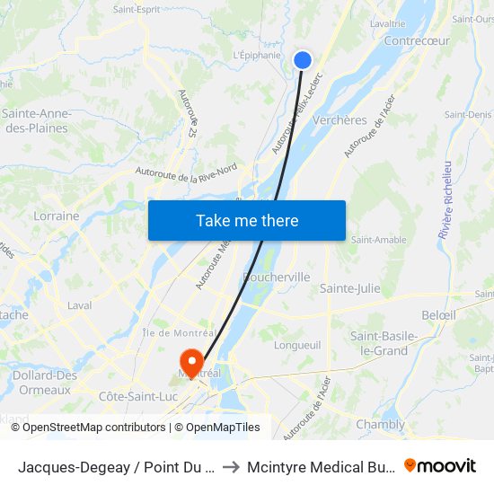 Jacques-Degeay / Point Du Jour N to Mcintyre Medical Building map