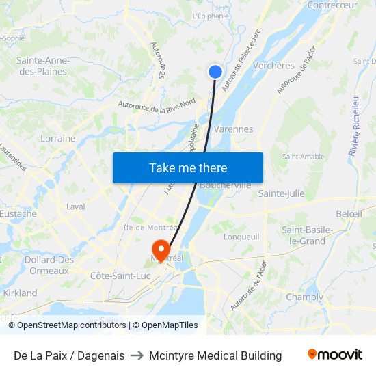 De La Paix / Dagenais to Mcintyre Medical Building map