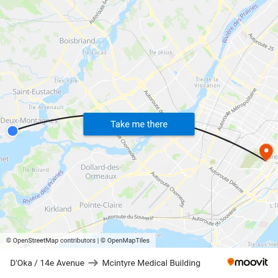 D'Oka / 14e Avenue to Mcintyre Medical Building map