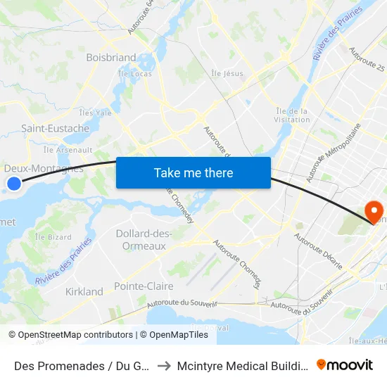 Des Promenades / Du Golf to Mcintyre Medical Building map
