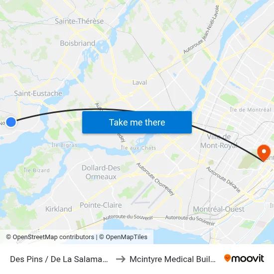 Des Pins / De La Salamandre to Mcintyre Medical Building map