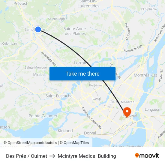 Des Prés / Ouimet to Mcintyre Medical Building map