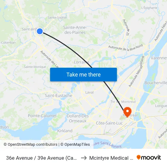 36e Avenue / 39e Avenue (Cap Jeunesse) to Mcintyre Medical Building map