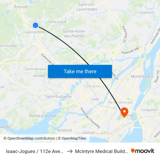 Isaac-Jogues / 112e Avenue to Mcintyre Medical Building map