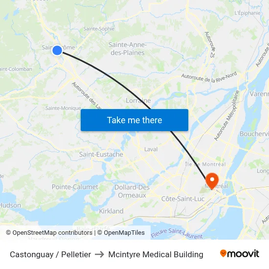 Castonguay / Pelletier to Mcintyre Medical Building map