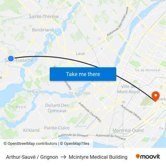 Arthur-Sauvé / Grignon to Mcintyre Medical Building map
