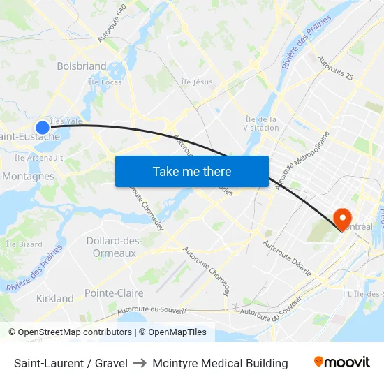Saint-Laurent / Gravel to Mcintyre Medical Building map