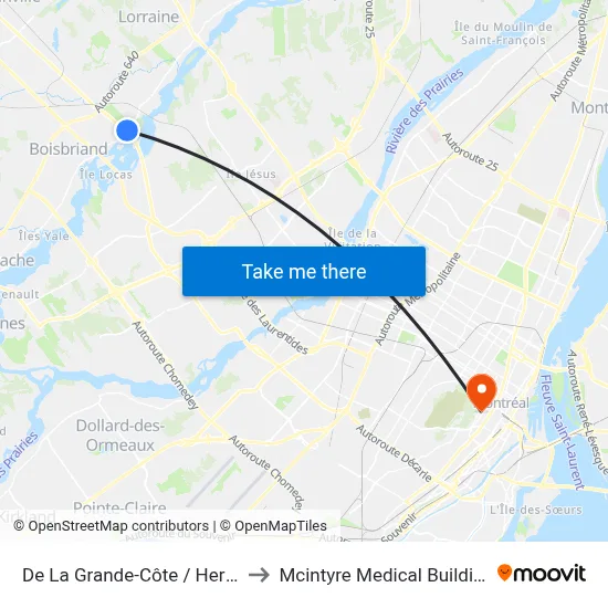 De La Grande-Côte / Hertel to Mcintyre Medical Building map