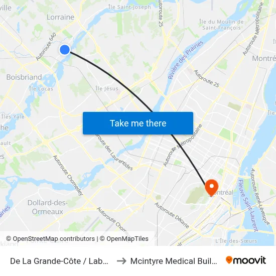 De La Grande-Côte / Labonté to Mcintyre Medical Building map