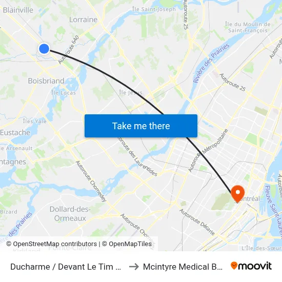 Ducharme / Devant Le Tim Hortons to Mcintyre Medical Building map