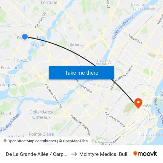 De La Grande-Allée / Carpentier to Mcintyre Medical Building map