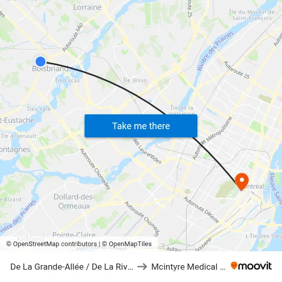 De La Grande-Allée / De La Rivière-Cachée to Mcintyre Medical Building map