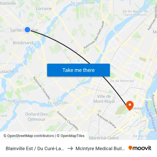Blainville Est / Du Curé-Labelle to Mcintyre Medical Building map
