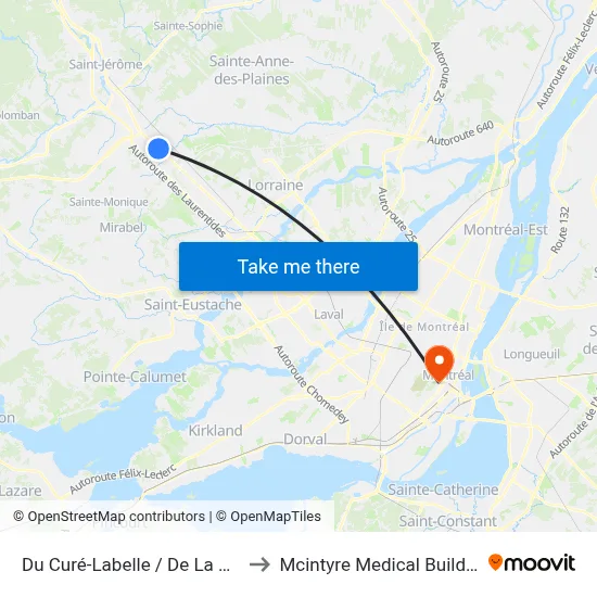 Du Curé-Labelle / De La Paix to Mcintyre Medical Building map