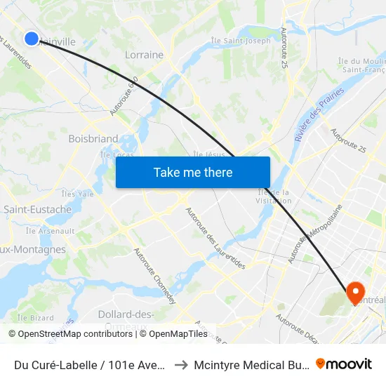 Du Curé-Labelle / 101e Avenue Est to Mcintyre Medical Building map