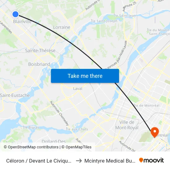 Céloron / Devant Le Civique 1213 to Mcintyre Medical Building map