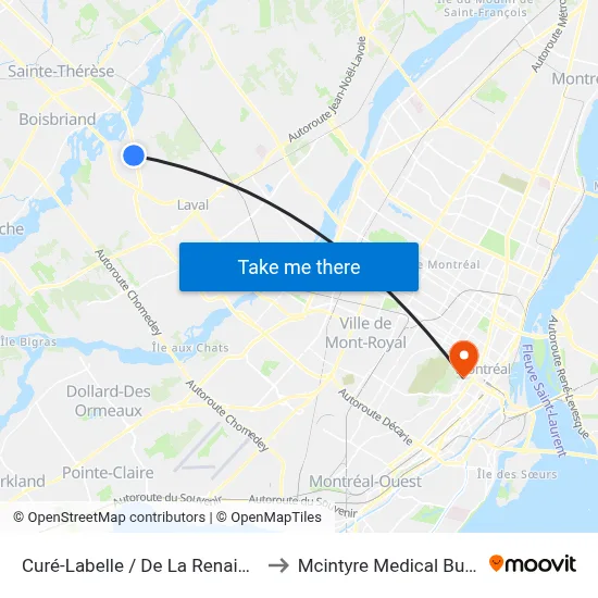 Curé-Labelle / De La Renaissance to Mcintyre Medical Building map