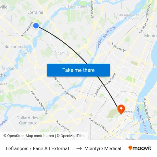 Lefrançois / Face À L'Externat Sacré-Coeur to Mcintyre Medical Building map