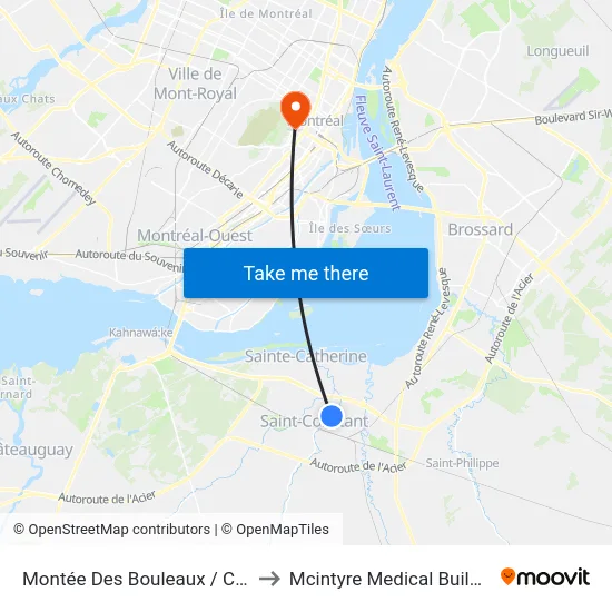 Montée Des Bouleaux / Circé to Mcintyre Medical Building map