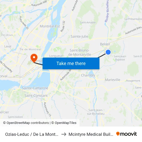 Ozias-Leduc / De La Montagne to Mcintyre Medical Building map
