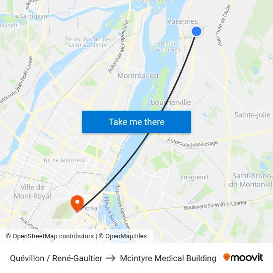Quévillon / René-Gaultier to Mcintyre Medical Building map