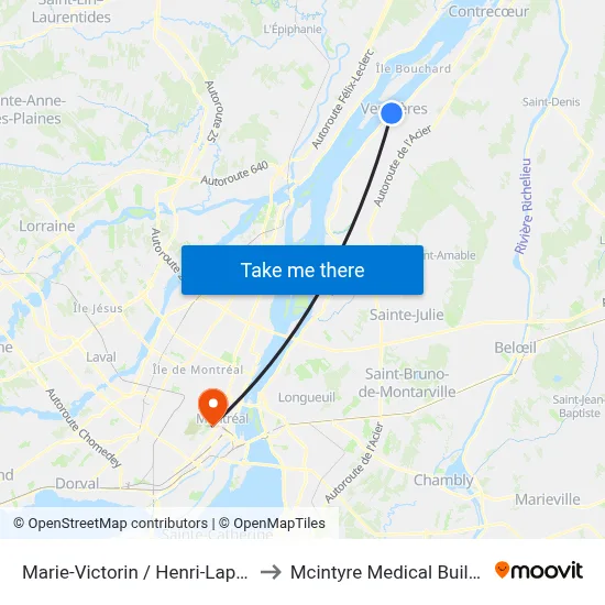 Marie-Victorin / Henri-Lapierre to Mcintyre Medical Building map