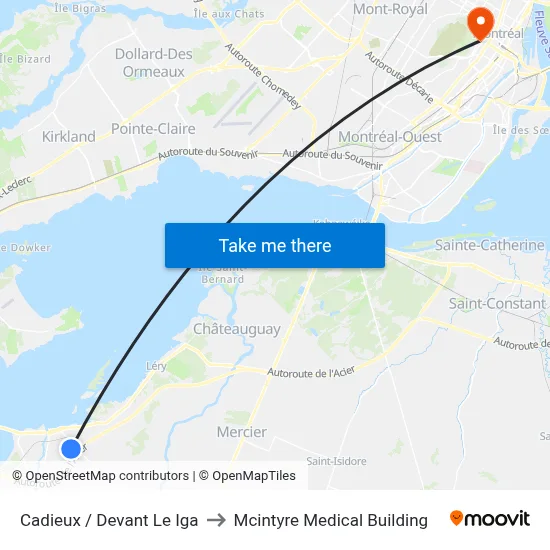 Cadieux / Devant Le Iga to Mcintyre Medical Building map