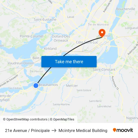 21e Avenue / Principale to Mcintyre Medical Building map