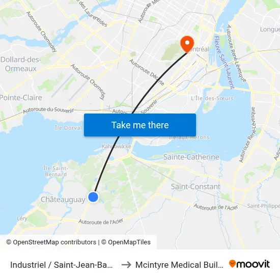 Industriel / Saint-Jean-Baptiste to Mcintyre Medical Building map