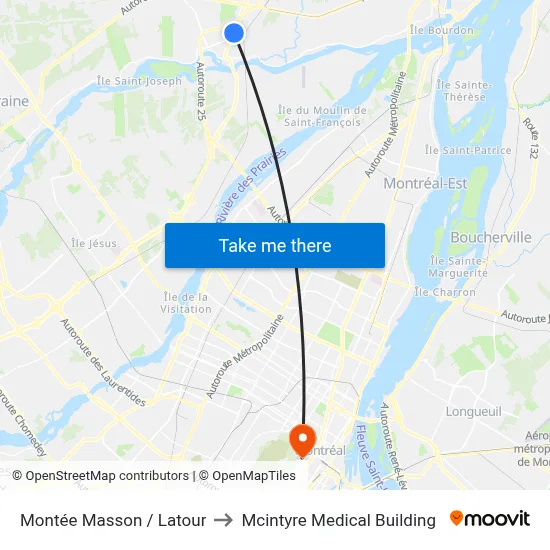 Montée Masson / Latour to Mcintyre Medical Building map