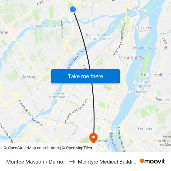 Montée Masson / Dumont to Mcintyre Medical Building map