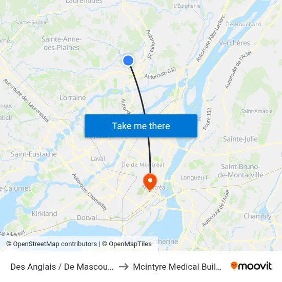 Des Anglais / De Mascouche to Mcintyre Medical Building map
