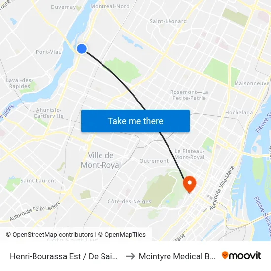 Henri-Bourassa Est / De Saint-Firmin to Mcintyre Medical Building map