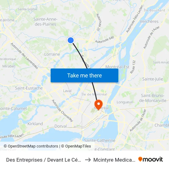 Des Entreprises / Devant Le Cégep Terrebonne to Mcintyre Medical Building map