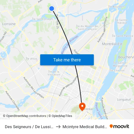 Des Seigneurs / De Lussière to Mcintyre Medical Building map