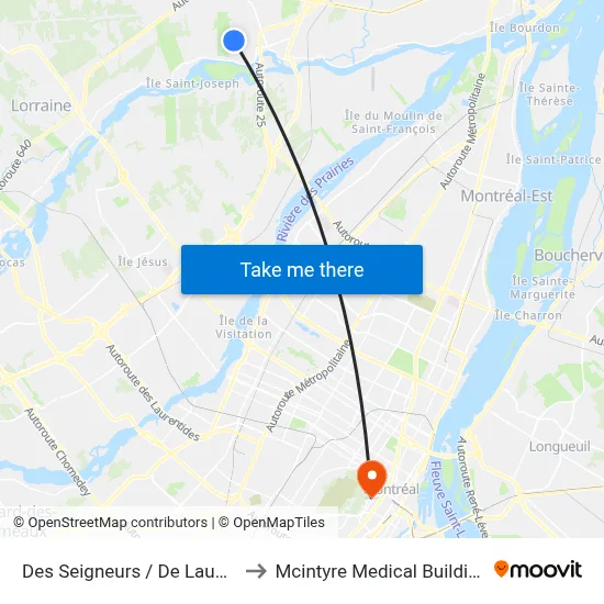 Des Seigneurs / De Laubia to Mcintyre Medical Building map