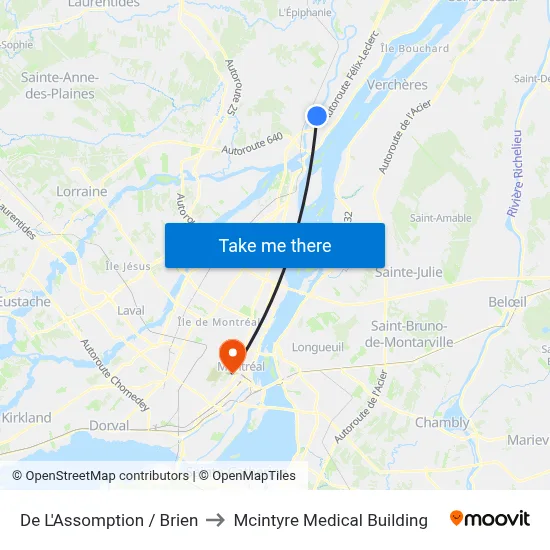 De L'Assomption / Brien to Mcintyre Medical Building map