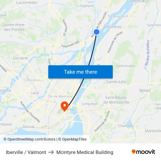 Iberville / Valmont to Mcintyre Medical Building map