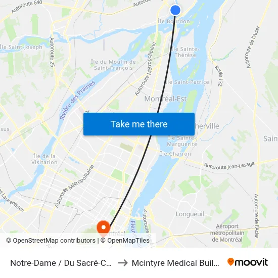 Notre-Dame / Du Sacré-Cœur to Mcintyre Medical Building map