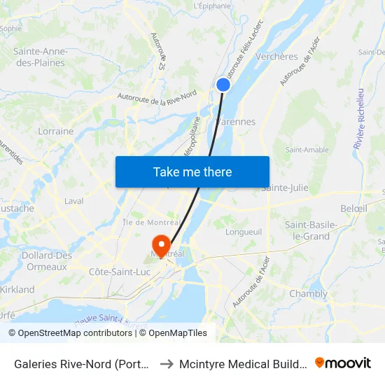 Galeries Rive-Nord (Porte 4) to Mcintyre Medical Building map