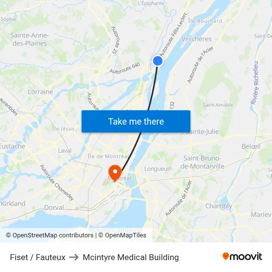 Fiset / Fauteux to Mcintyre Medical Building map