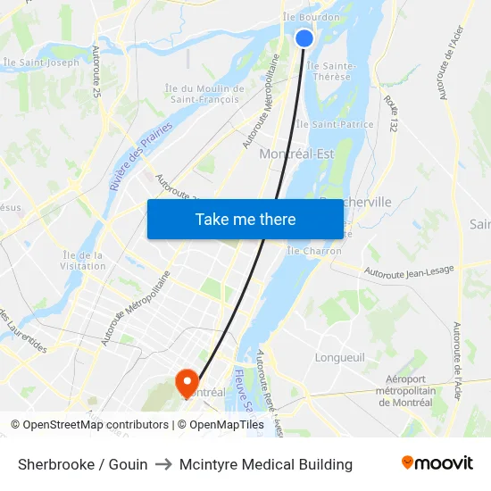 Sherbrooke / Gouin to Mcintyre Medical Building map